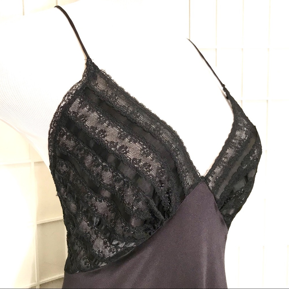 Rare Vintage Black Lace Long Negligée ILGWU USA Lily of France - Picture 8 of 16
